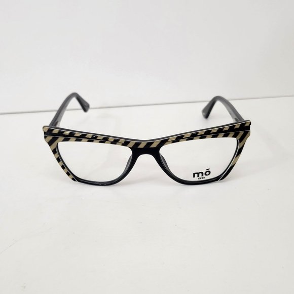 Mo Eyewear Eyeglass Frames MO Geek 33A Black Stripe New - Picture 6 of 6